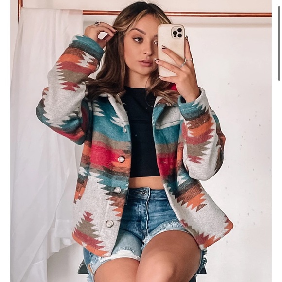Last L New Soft Comfy Bohemian Aztec Southwest Sedona Pattern lightweight Jacket - Picture 15 of 16